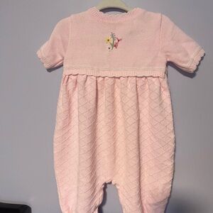Soft Pink Quilted Footie One Piece with Embellishment